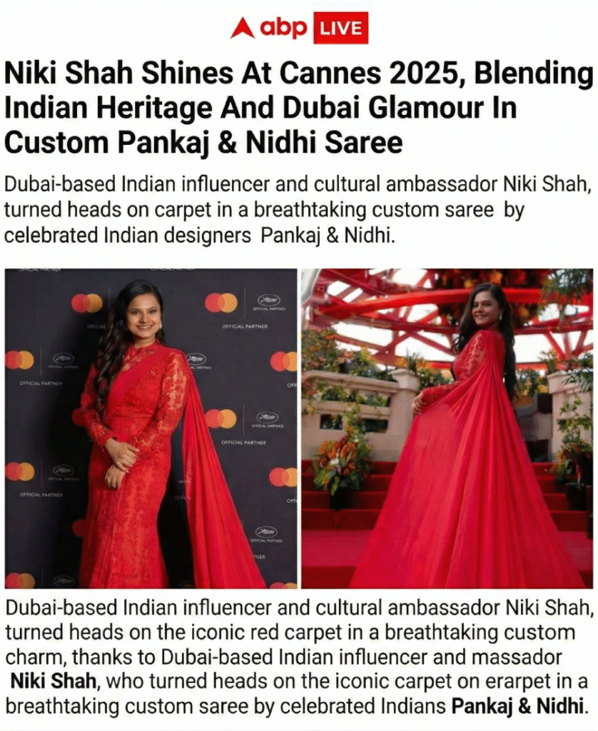 Niki Shah shines at Cannes 2025 blending Indian heritage and Dubai glamour