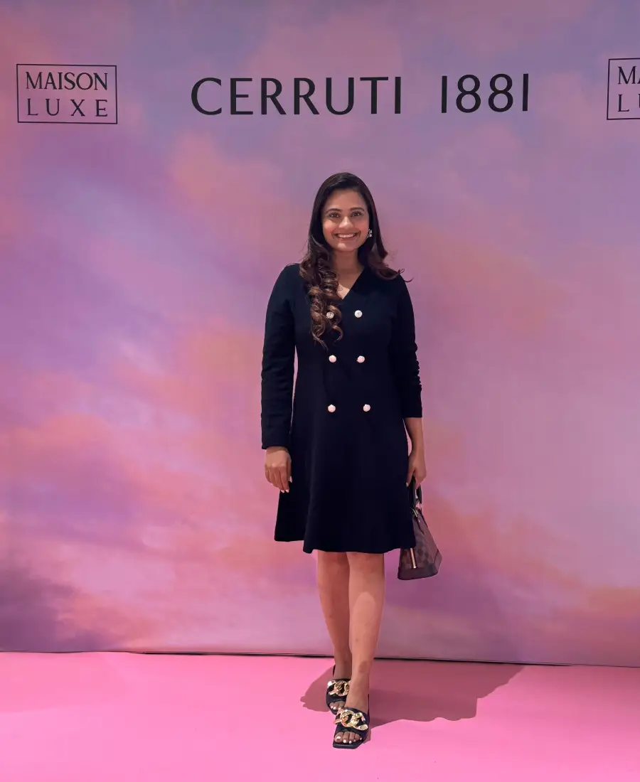 Niki Shah attending a Cerruti fashion showcase